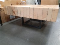 Rectangular Wood Center Table with Metal Frame