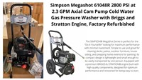 Pressure Washer - Simpson 2800 PSI Briggs & Stratt