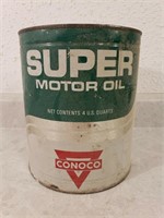 Conoco Gasoline 1950's 4 qt Oil Can