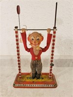 1960's Ohio Arts Jumping Toe Joe Clown Tin Toy