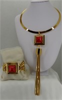 Vince Camuto Gold Collar Necklace & Bracelet Set