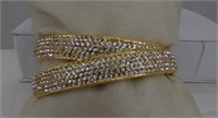 Gold Hinge Bracelet w/ Crystals