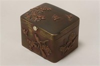 Petit Japanese Meiji Period Bronze Lidded Box,