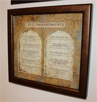 Ten Commandments wall art in wooden frame