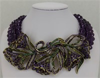 14" Heidi Daus 3 Strand Purple Necklace