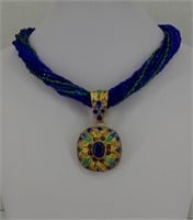 A Lapis & Gold Pendant Necklace