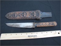 Vintage Dagger in Hand Carved Wooden Sheath