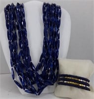 Chico's Blue Beaded Necklace & Bracelet