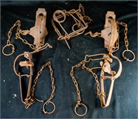 (5) VINTAGE CRUDE ANIMAL TRAPS