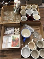 Assorted Mugs, Glasses, Score Pad Furniture