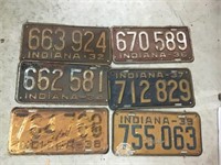 1930s Indiana License Plate Assortment