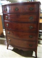 BOW FRONT CHERRY FINISH CHEST - 35x50" TALL