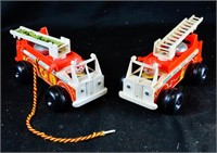 (2) VINTAGE FISHER PRICE FIRE ENGINE TRUCKS