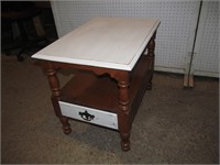 White/brown side table