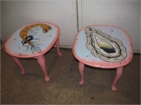 Painted side tables, seashore theme