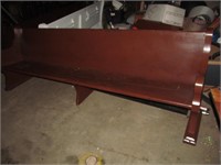 Long brown church pew, 9' 5"