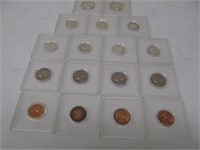 Group of quarters, dimes, nickels, pennies