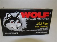 Wolf 223 Rem 62 gr copper FMJ, 20 rounds