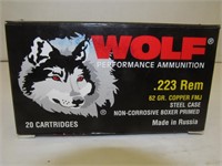 Wolf 223 Rem 62 gr copper FMJ, 19 rounds