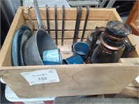 Boxes With Oil Lantern, Campfire Mugs Plates, Pan