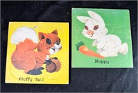 Old Animal Kids Puzzles "Fluffy Tail" & "Hoppy"