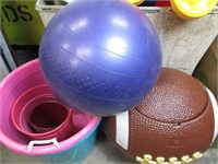 SORAGE PLASTIC FOOTBALL, BINS AND BALL