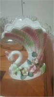 Swan porcelain vase with a plaid decoration Nice
