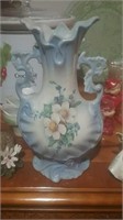 Blue and white hand-painted to handle vase