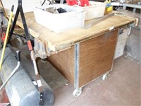 Wooden table top with cart