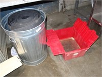 trash can with floor runner and tote of steel