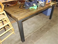 Wooden top metal framed table