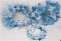 Three Blue Christmas Wreaths