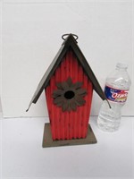 Red Metal Birdhouse Decor