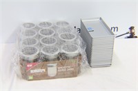 CASE OF CANNING JARS AND AMERICAN EXPRESS TRAYS