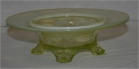 UNMARKED GREEN VASELINE OPALESCENT GLASS DISH