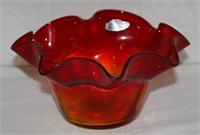 BLENKO AMBERINA GLASS RUFFLE EDGE BOWL