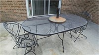3pc Patio Table & 2 Chairs & Umbrella Stand