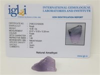 19.67 Cts Rough Amethyst. IGL&I certified