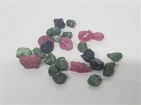 124 Cts Assorted Rough Rubies, Emeralds & Blue Sap