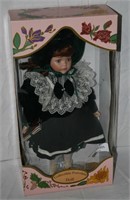 NOS PORCELAIN DOLL & STAND W/BOX