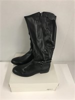 New Black Wide Calf Leather boots