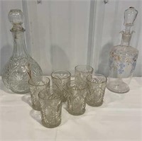 2 decanters and 6 glasses