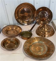7 piece copper - trays, bowls, saucepan etc…