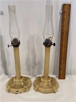 2 unique skinny oil lamps - heavy