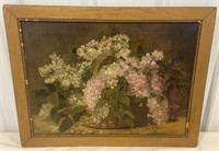 Lovely framed painting on canvas - Lilacs approx