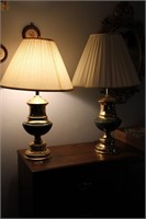 PAIR OF BLUE & GOLD LAMPS