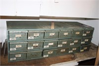 18 DRAWER METAL PARTS BIN WITH CONTENTS