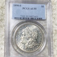 1890-S Morgan Silver Dollar PCGS - AU55