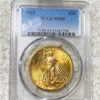 1928 $20 Gold Double Eagle PCGS - MS65