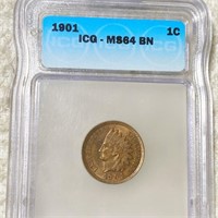 1901 Indian Head Penny ICG - MS 64 BN